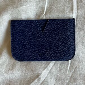 Vince Blue Leather Card Holder